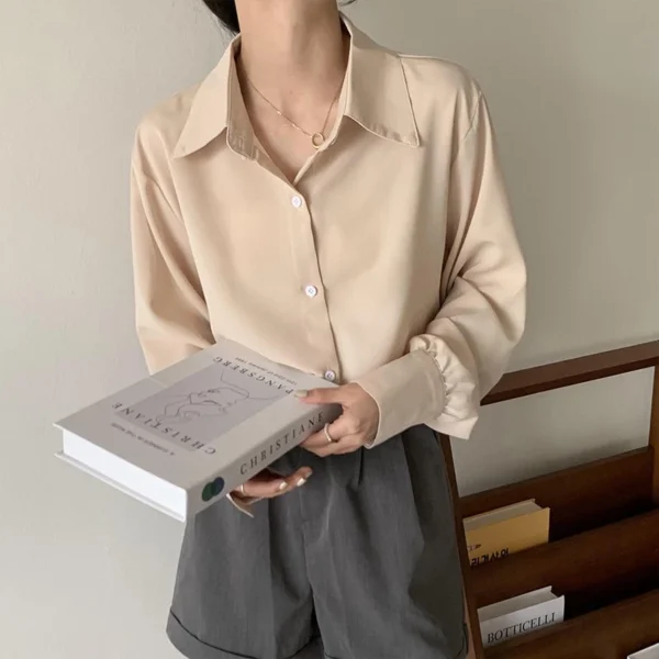 Korean ladies loose shirt long sleeves large size
