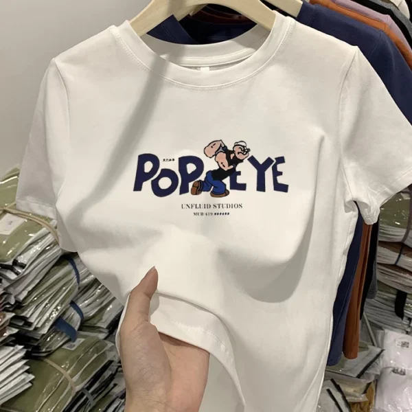 cn-11134207-7qukw-lh4koc7kfpzw7c.webp Womens Casual Full Shoulder Cotton Tshirt Short Sleeve Popeye Print