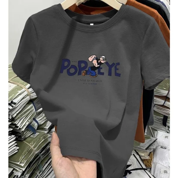 cn-11134207-7qukw-lh5thfga378c84.webp Womens Casual Full Shoulder Cotton Tshirt Short Sleeve Popeye Print
