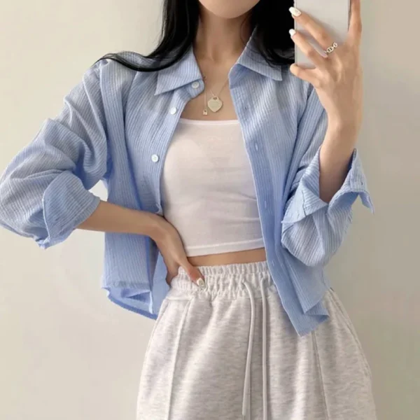 cn-11134207-7qukw-ljl4ixmug52570.webp Korean womens striped blouse long sleeve loose short fold collar