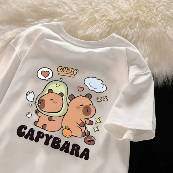 my-11134207-7rasb-ma50rfg8qqsrea.webp Korean women clothing Oversized Tshirt cotton Capibara stylish casual tops
