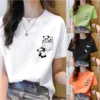 sg-11134201-22100-ced8iugj33iv58.webp TWomen Short Sleeve Top Summer New pocket panda Cartoon Printed Tshirt korean fashion women tops Loose round neck t shirt women