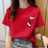 sg-11134201-22100-ihay28jj33ivfb.webp TWomen Short Sleeve Top Summer New pocket panda Cartoon Printed Tshirt korean fashion women tops Loose round neck t shirt women