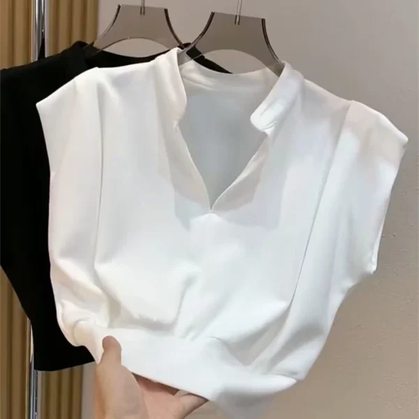 sg-11134201-7qvcu-lhei8yj3i06cc6.webp Korean womens solid color sleeveless shirt Vneck short waist