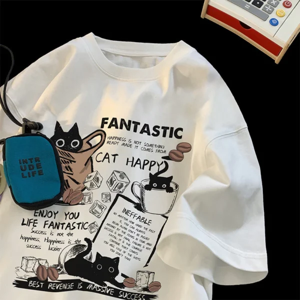 Summer Round Necked Men Women Enjoy Life Leisure Short Sleeve Tshirts Japanese Travel Street Style Young Students Fashionable Oversize Shirts Tops