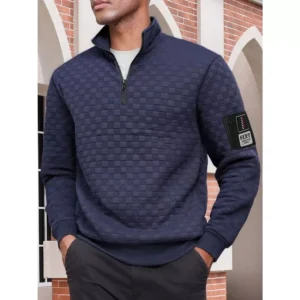 sg-11134201-81zu5-miique42gmiq23.webp Tactical Fleece Jacket Men Warm Stand Up Collar Pullover Checkered Zipper Sweatshirt Jacket
