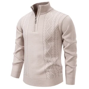 Stand Up Collar Half Zipper Sweater Sweater Men Loose Casual Solid Color Warm Bottoming Shirt Mens Sweater