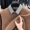 sg-11134201-822x1-mi38r95nny8791.webp Knitted Bottoming Shirt Autumn Winter Mens Sweater Shirt Collar Fake Two Tops Men Winter Fashion Warm Long Sleeve