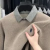 sg-11134201-822zm-mi38r95nl53b45.webp Knitted Bottoming Shirt Autumn Winter Mens Sweater Shirt Collar Fake Two Tops Men Winter Fashion Warm Long Sleeve